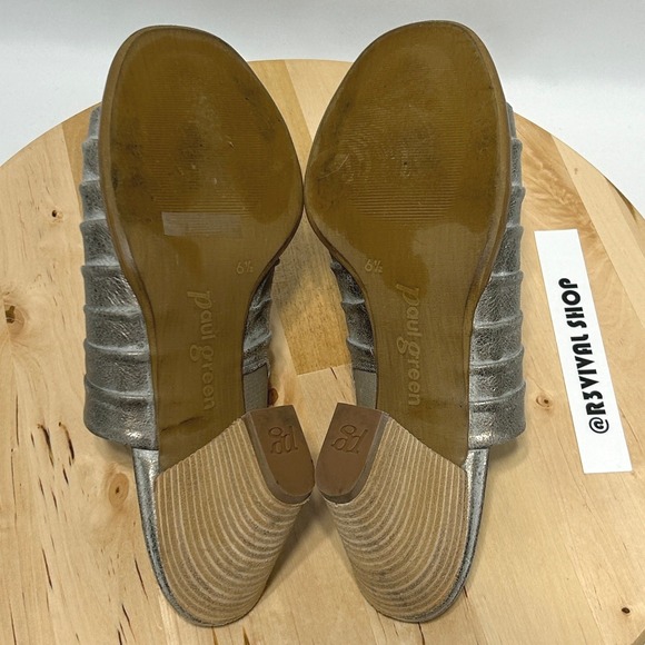 Paul Green Womens Winston Metallic Pleated Leather Open Toe Sandal Mules - 6.5 - Picture 8 of 10